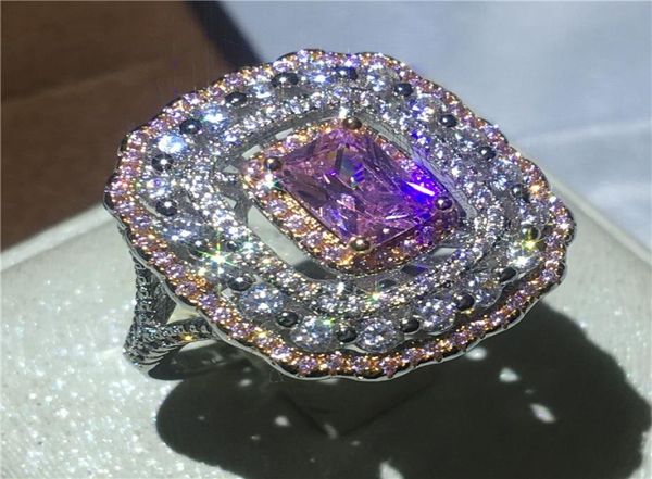 

choucong bohemia style couple engagement wedding band ring pink diamond cz white gold filled rings for women men jewelry2264661, Slivery;golden