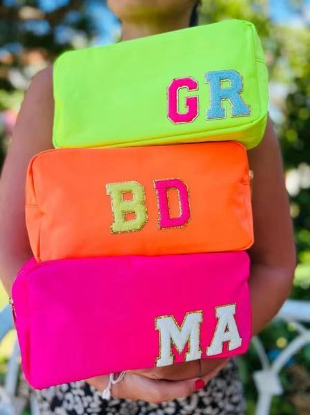 

cosmetic bags cases customize diy letters patch heart pearl nylon durable waterproof pouch makeup case travel bag 230831