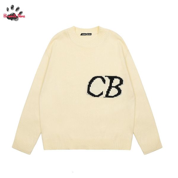 

men's sweaters grey black apricot cole buxton knit sweater men woman 1 fashion classic jacquard cb sweatshirts inside tags 230831, White;black