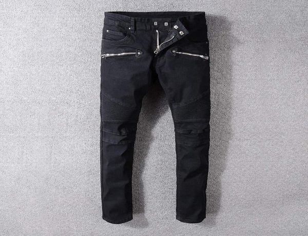

mens distressed ripped biker jeans us size 2942 slim fit motorcycle biker denim for men fashion designer men jeans good quality2779433, Blue