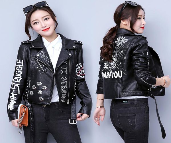 

women039s spring and autumn locomotive pu leather jacket longsleeved fashion pure trend elegant coat2294882, Black;brown