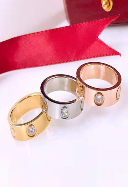 

classic design titanium stainless steel lover039s ring with diamond jewelry couples cubic zirconia wedding rings logo for women9529845, Silver