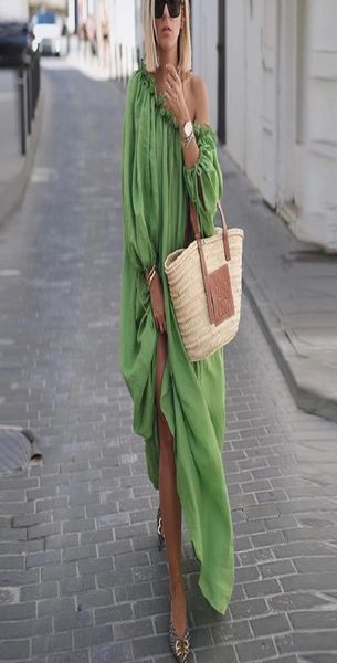 

2019 women long dress fashion solid beach maxi dress autumn long sleeve womens clothing strapless loose dresses plus size7312286, Black;gray