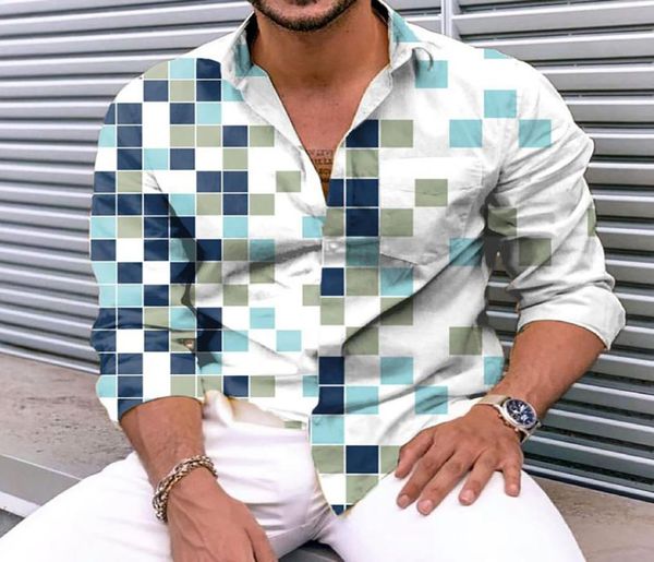 

gradient colorful plaid geometry points dress shirts 3d all over printed hawaiian casual button up full sleeve summer beach street1513989, White;black