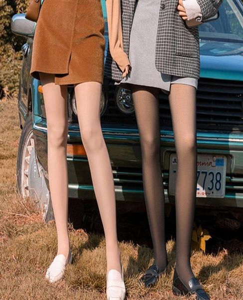 

women039s leggings laamei winter women high waist button slim translucent pantyhose tights warm socking pants double layer9667766, Black