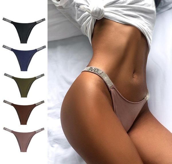 

fashion low waist diamonds thong tback women039s thongs rhinestone gstring letters shorts fitness triangle panties2627313, Black;pink