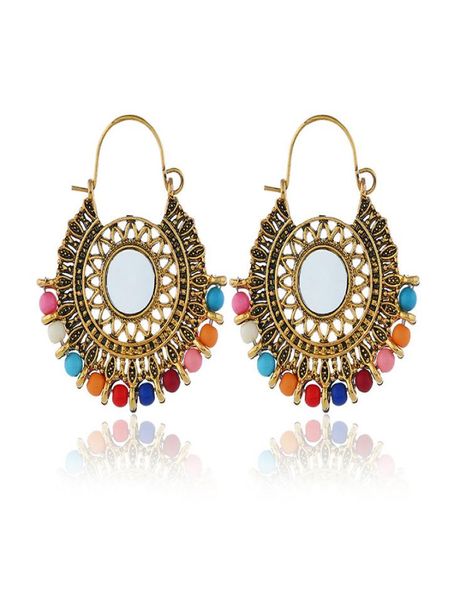 

vintage boho rainbow beads circle dangle earrings bohemian ancient gold silver plated earrings ethnic fashion jewelry gifts for wo9428337