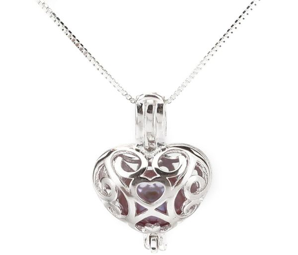 

925 sterling silver pick a pearl cage heart locket pendant necklace boutique lady gift5276275