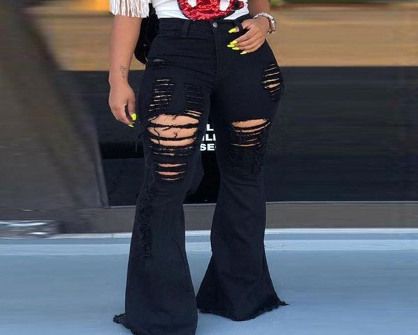 

high waist flare jeans black bell bottom ripped female jeans for women denim skinny jeans mom wide leg plus size pantsg2 2011058086940, Blue