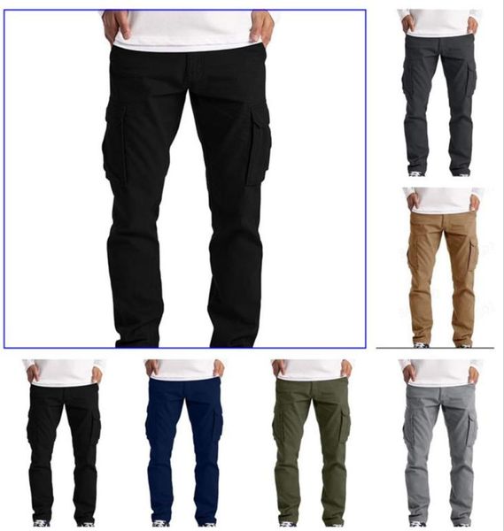 

men039s relaxed fit cargo pants cotton multipockets work pants outdoor lightweight trousers sh220209281r2737845, Black