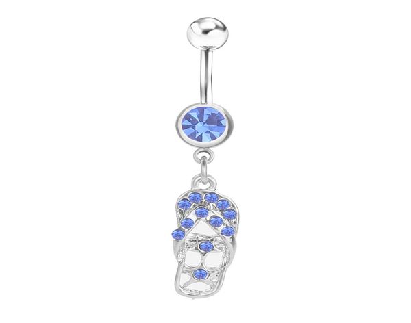 

d0084 shoe style belly navel button ring ltblue01234565521633, Silver