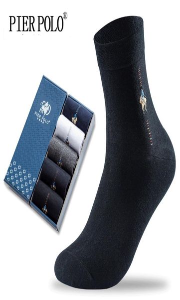 

pier polo fashion brand crew cotton calcetines hombre business male embroidery dress socks men gift 2010127665406, Black