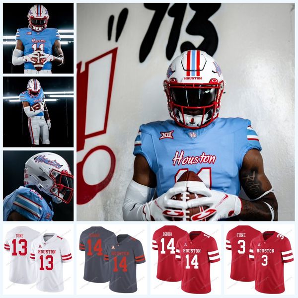 

american college football jersey clayton tune nathaniel dell brandon campbell mutin ceaser manjack iv henry sneed green williams robinson ho, Black;red