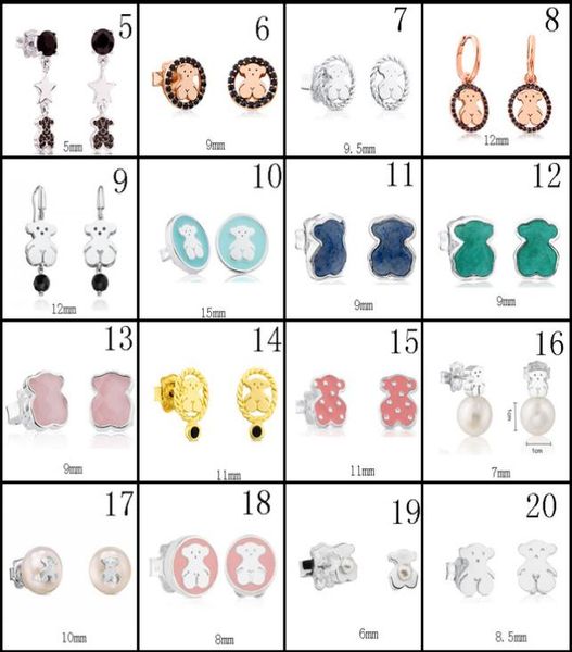 

2020 100 925 sterling silver bear stud earrings classic pierced stud earrings jewelry manufacturers whole 136150808, Golden;silver