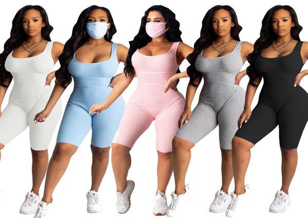 

whole women jumpsuit romper shorts pants bodycon pajama onesies casual knitted sling bodysuit sleeveless sportswear cloth8094245, Black;white