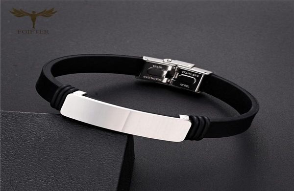 

bangle classic men039s black silicone bracelet simple stainless steel accessories initial fashion wrist jewelry6826128
