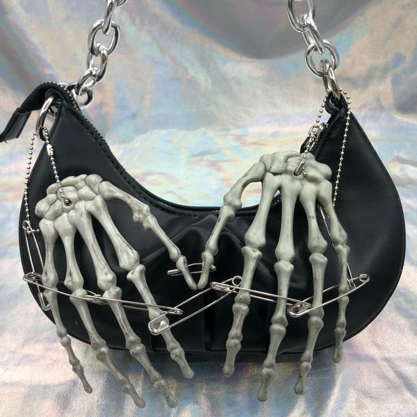 

evening bags xiuya harajuku gothic shoulder bag y2k sweet cool girls skull dumpling crossbody messenger bag women chain hand bone handbags 2