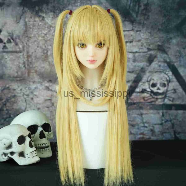 

cosplay wigs 7jhh wigs long straight blonde wig with bangs costume synthetic wig with clip on double ponytails girls party anime cosplay wig, Black