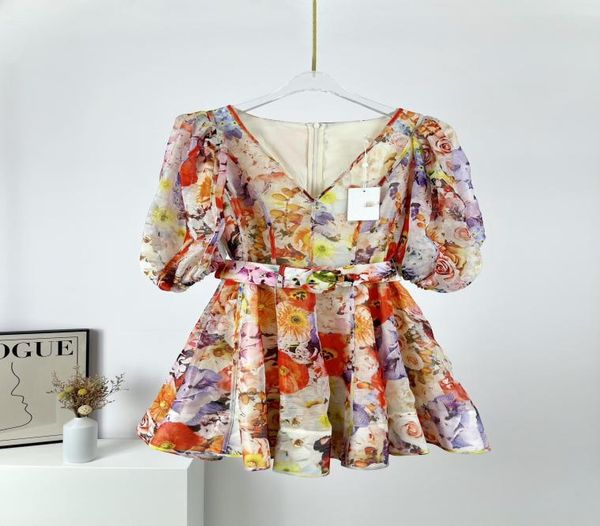 

lian fashion brand dress series new color flower bubble sleeve mini dress3268042, Black
