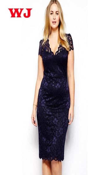 

2018 summer style women pencil bodycon dress feminino vintage slim fit blue lace dresses party vestidos plus size m3xl5285476, Black;gray