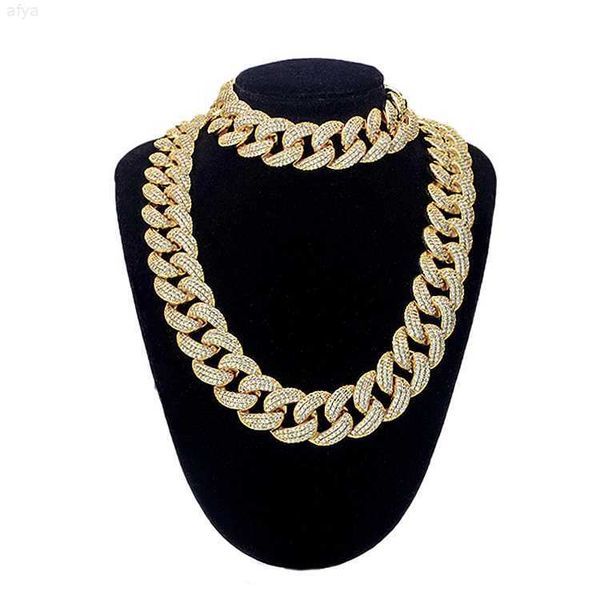 

18mm s925 sterling silver gold plated iced cuban link chain moissanite