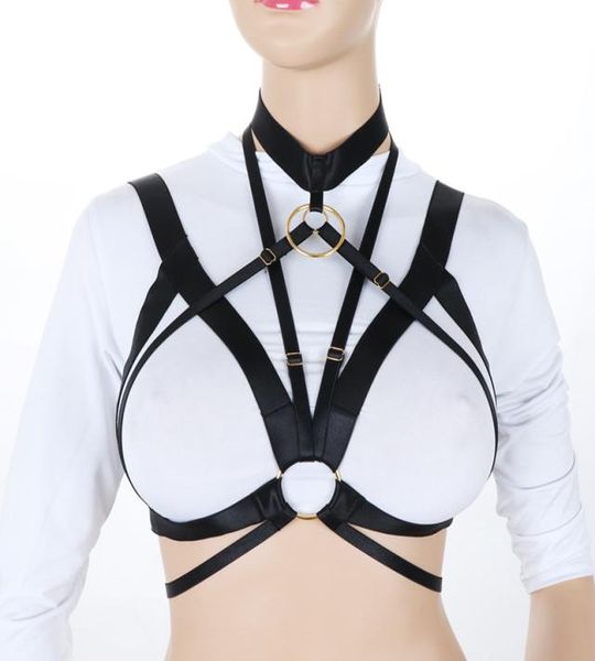 

black body harness full bondage set elastic plus size underwear cage bra harajuku gothic dance festival rave wear for women6576106, Black;white