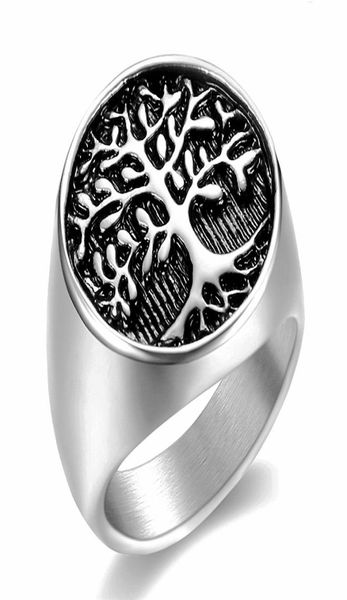 

punk men silver tree of life ring casting stainless steel life tree rings for men ring jewelry bague homme2903637