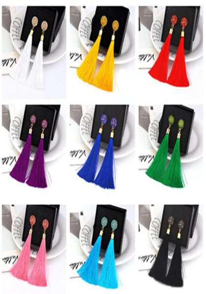 

boho crystal long tassel drop earrings for women ethnic geometric rose flower sign dangle statement earring 2019 fashion jewelry i5461328, Silver