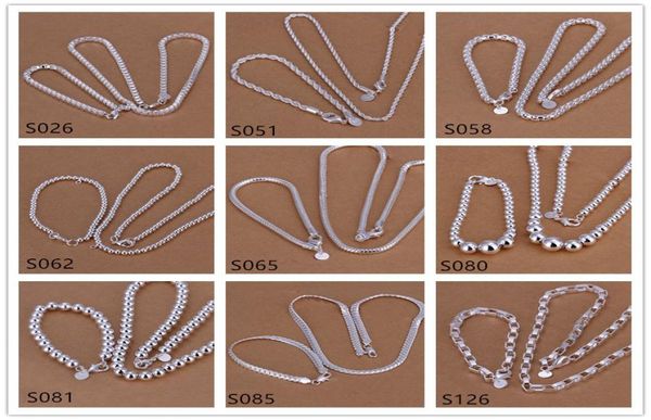 

heavy men039s sterling silver jewelry sets 6 sets a lot mixed style ems4fashion 925 silver necklace bracelet jewelry set2196280