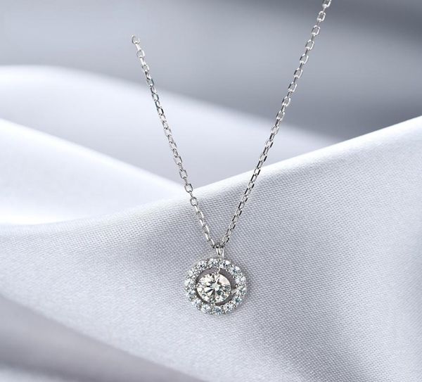 

s925 sterling silver moissanite diamond necklace women039s jewelry ins style niche design round pendant clavicle chain wholesal9565169