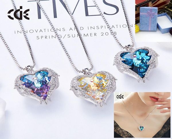

cde europe and the united states explosive ocean heart necklace women with rovski elements crystal clavicle chain jewelry2747941, Silver