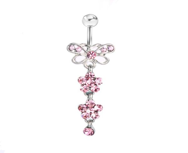 

d0030 bowknot belly button navel stud pink color0123457953082, Silver