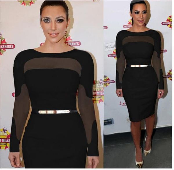 

hf 2016 women winter spring mesh patchwork bodycon dress longsleeved office pencil dresses lady party dress x01718408470, Black;gray