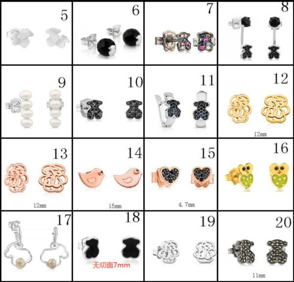

2020 100 925 sterling silver bear stud earrings classic pierced stud earrings jewelry manufacturers whole 5019500, Golden;silver