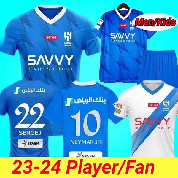 

23 24 neymar jr soccer jerseys al hilal nassr fc ittihad benzema malcom mane neves saudi arabia kante al-ittihad 2023 2024 men kids kit foot, Black;yellow