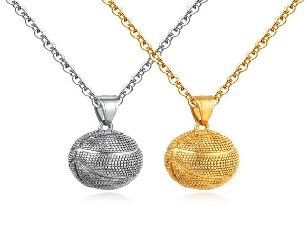 

stainless steel chain necklace basketball pendant necklace gold sport basketball charm women men sport hip hop jewelry gx14404235780, Silver