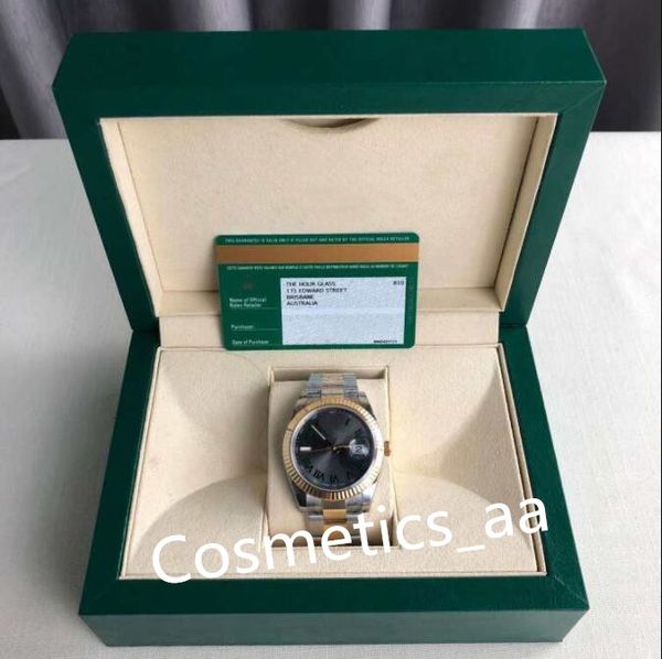 

luxury mens watches sapphire big magnifier 126333 126334 41mm romen dial mechanical two tone stainless steel bracelet with box paper montre, Slivery;brown