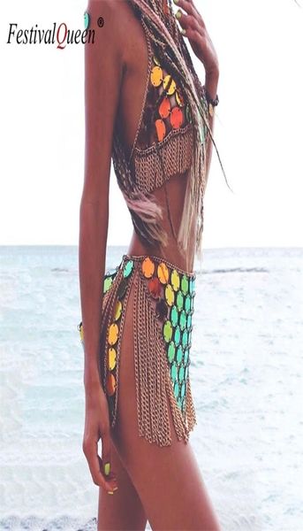 

gradient color shiny sequins dots two piece set low cut backless sleeveless crop tassel mini skirt beach outfits 2203142847405, White