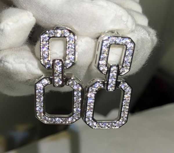 

long geometry designer earrings stud for women geometric rectangle simple dangle earings with cz diamond stone bling crystal elega9922173, Golden;silver