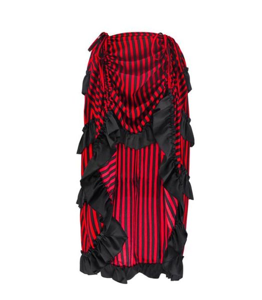 

retro gothic skirt for women new arrival stripe pattern pleated skirts high low cut out design victorian style costume8588943, Black