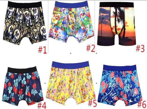 

sxl new color carton animal print mens boxer funny men underwear underpants for men 20 models 3pcs a lot4701609, Black;white