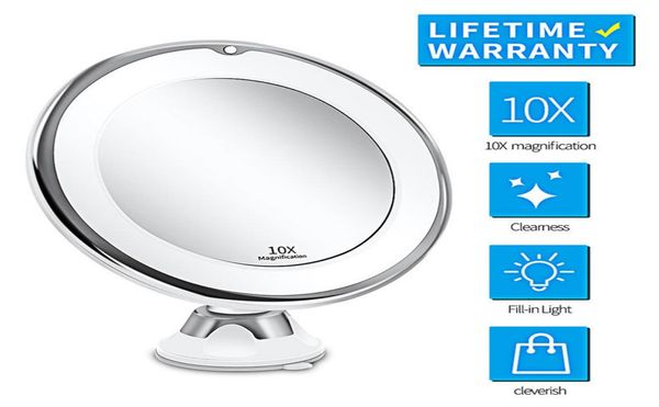 

makeup mirror with light led fill 10 times magnification suction cup folding threecolor usb direct charging1230980
