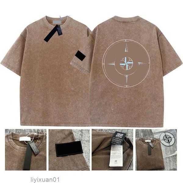 

designer stones island tshirt summer compass mens and womens breathable loose short sleeve letter print valentine street fashion campus cott, White;black