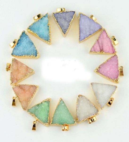 

druzy quartz crystal charm pendant gold plated triangle necklace pendant diy druzy jewelry ps13331439642, Silver
