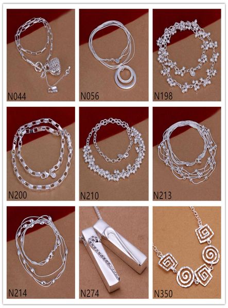 

grid spiral shape 925 silver necklace 6 pieces a lot mixed stylebrand new women039s gemstone sterling silver necklace emp525823570