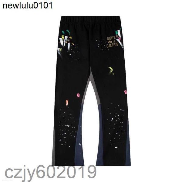 

men's jeans galleries dept designer sweatpants sports pants splashing graffiti loose flare virgil non stitchinghmsg, Black