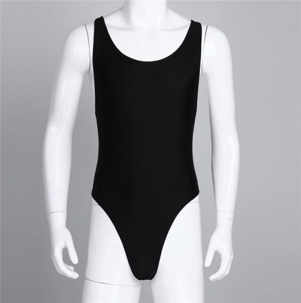

msemis men onepiece high cut bodysuit leotard singlet underwear sleeveless bodysuit com bojo thong leotard with bulge pouch new4444150, Black;brown