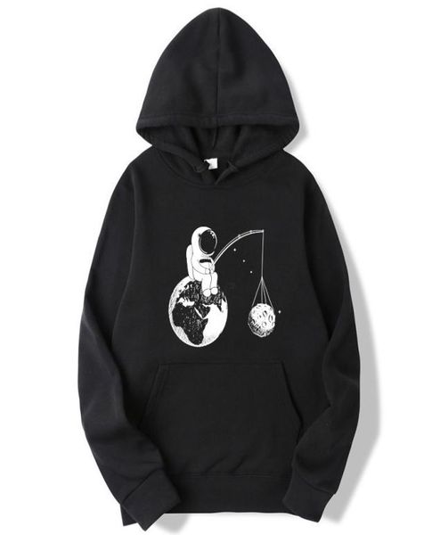 

fashion brand men039s hoodies astronaut funny design printing blended cotton spring autumn male casual hip hop sweatshirts9924814, Black