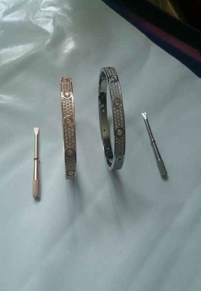 

fashion stainless steel open cuff bracelet for women female 3 row zirconia stone bangles with screwdriver 3 colour silver gold ro4576977, Black