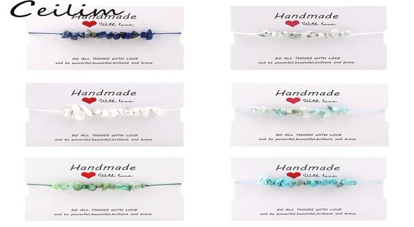 

natural gravel stone beaded bracelet fashion jewelry for women men colorful handmade braided rope geometry stone charms bra6097711, Black